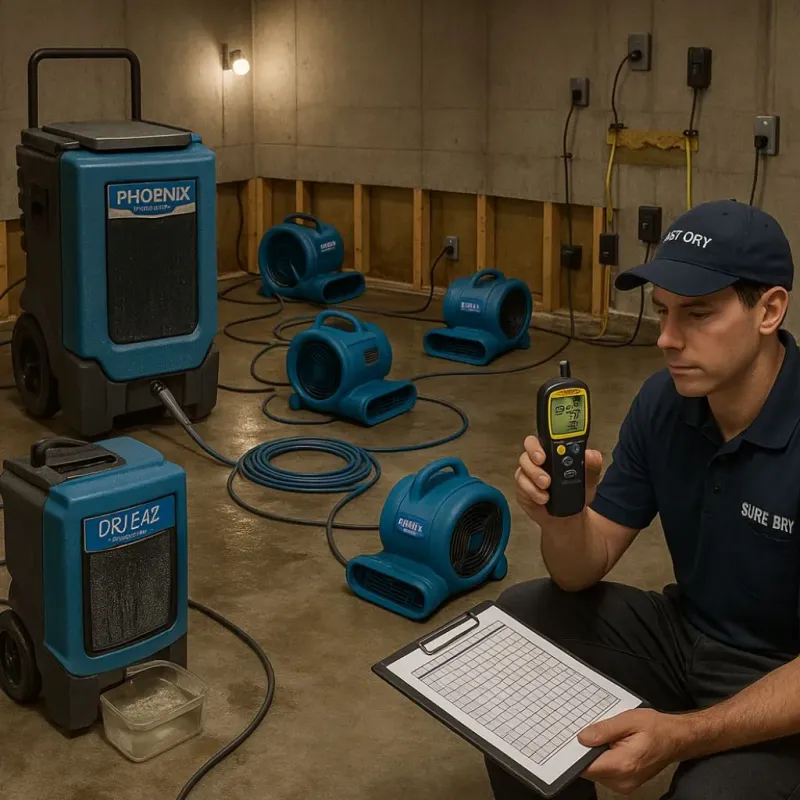 Structural Drying and Dehumidification process in Milan, OH